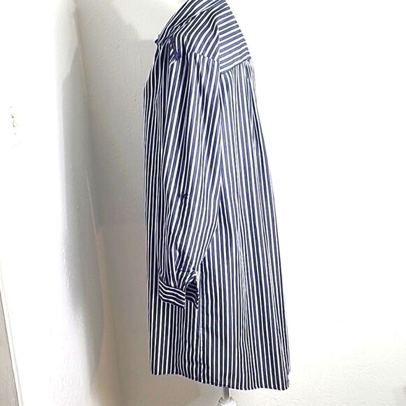 Time & Tru Buttondown Shift Dress, Blue & White Stripe, Size Large (12-14) - Picture 6 of 9